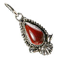 13849: Silver Setting red onyx  drop pendants