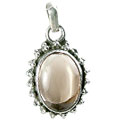 13853: Silver Setting brown smoky quartz  contemporary pendants