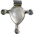 13856: Silver Setting gray,white onyx  art-deco pendants