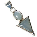 13861: Silver Setting gray,white onyx  art-deco pendants