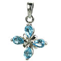 Design 14679: blue blue topaz flower pendants