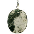 9257: Silver Setting green,white moss agate pendants