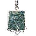 9270: Silver Setting green,white moss agate pendants