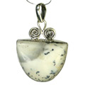 9306: Silver Setting white dendrite opal pendants