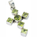 9401: Silver Setting green peridot  christian pendants