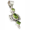 9476: Silver Setting green peridot cross pendants
