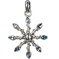 9483: Silver Setting Blue blue topaz  flower pendants