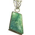 9496: Silver Setting green chrysoprase pendants