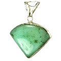 9540: Silver Setting green chrysoprase pendants