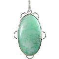 9546: Silver Setting green chrysoprase pendants