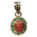 9931: Silver Setting green goldstone pendants