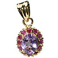 9944: Silver Setting Pink, Purple amethyst pendants