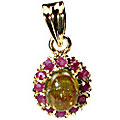 Design 9951: green,pink rutilated quartz pendants