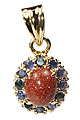 9955: Silver Setting Rust, Blue goldstone pendants