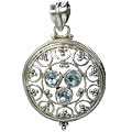 9995: Silver Setting Blue aquamarine pendants