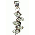 9998: Silver Setting green aquamarine pendants