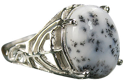 SKU 14778 - a Dendrite opal rings Jewelry Design image