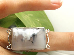 SKU 7244 - a Dendrite opal rings Jewelry Design image