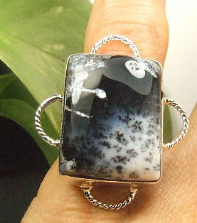 SKU 7246 - a Dendrite opal rings Jewelry Design image