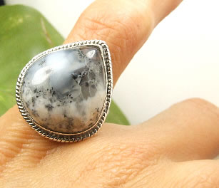 SKU 7247 - a Dendrite opal rings Jewelry Design image