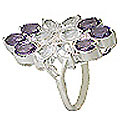10022: Silver Setting Purple, White amethyst rings