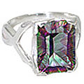10036: Silver Setting green,pink mystic quartz contemporary rings