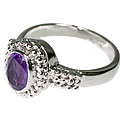 10092: Silver Setting Purple amethyst rings