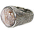 10157: Silver Setting brown,white jasper rings