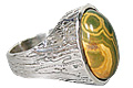 10160: Silver Setting Green, Yellow jasper  american-southwest rings