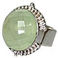 10215: Silver Setting Green prehnite  gothic-medieval rings