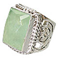 10220: Silver Setting Green prehnite  gothic-medieval rings