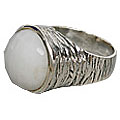 Design 10228: white chalcedony estate, gothic-medieval, mens, vintage rings