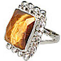 10245: Silver Setting Brown tiger eye  mens rings