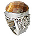 10247: Silver Setting brown tiger eye  mens rings