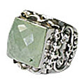 10326: Silver Setting Green prehnite  gothic-medieval rings