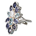 10352: Silver Setting Blue, White iolite rings