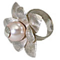Design 10353: pink pearl engagement, estate, flower rings