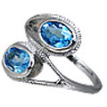 10446: Silver Setting blue blue topaz contemporary rings