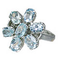10447: Silver Setting blue blue topaz flower rings
