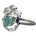 10466: Silver Setting Green emerald  engagement rings
