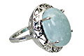 10611: Silver Setting Green aquamarine  art-deco rings