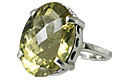 10724: Silver Setting Green lemon quartz  solitaire rings