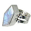 10729: Silver Setting white moonstone  contemporary rings