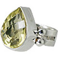10737: Silver Setting green lemon quartz rings