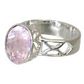 10803: Silver Setting pink rose quartz rings
