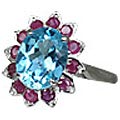 10852: Silver Setting blue,pink blue topaz  engagement rings