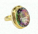 10977: Silver Setting green,purple mystic quartz rings