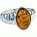 11011: Silver Setting orange amber rings