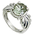 11021: Silver Setting green green amethyst  solitaire rings