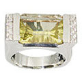 Design 11022: green lemon quartz estate rings